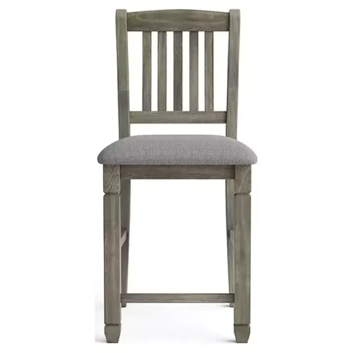 Gray Wire-Brushed Noreste Counter Stools, Set of 2