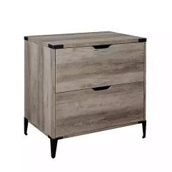 Gray Wood and Iron Accent Filing Cabinet
