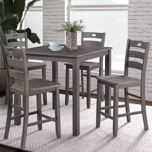 Gray Wood Brooke 5-pc. Counter Height Set