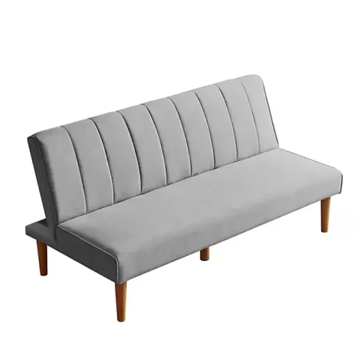 Gray Woven Channel Convertible Sofa
