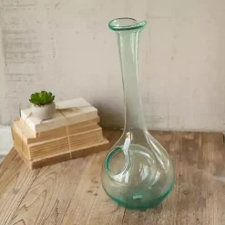 Green Glass Wine Decanter with Ice Pocket
