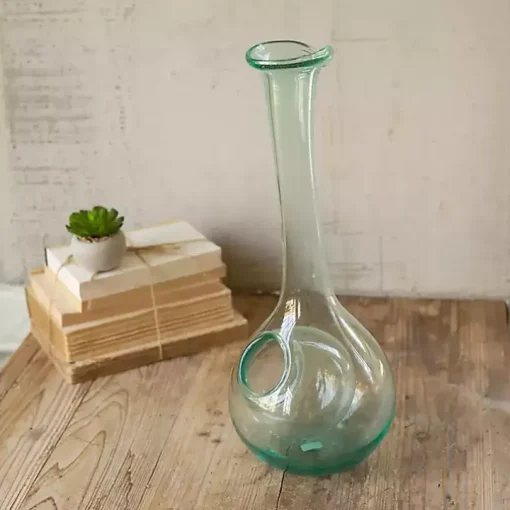 Green Glass Wine Decanter with Ice Pocket