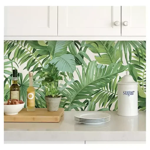 Green Tropical Leaves Peel & Stick Wallpaper