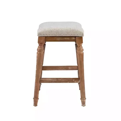 Hazelnut Upholstered Curved Seat Counter Stool