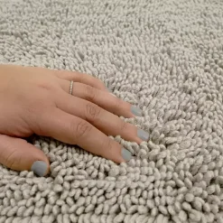 High Pile Silver Cotton Non-Skid Classic Bath Mat