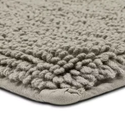 High Pile Silver Cotton Non-Skid Classic Bath Mat