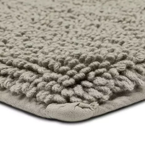 High Pile Silver Cotton Non-Skid Classic Bath Mat