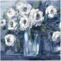 Indigo and White Blooms Giclee Canvas Art Print