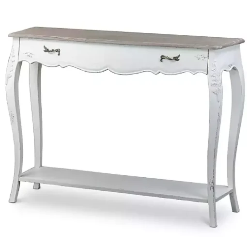 Ivory Distressed Streaked Console Table