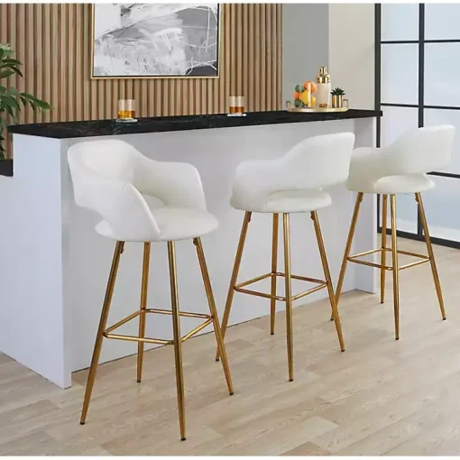 Ivory Faux Leather Marge Bar Stools, Set of 2