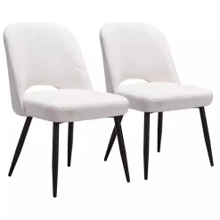 Ivory Teddy Upholstered Dining Chairs, Set of 2