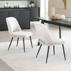 Ivory Teddy Upholstered Dining Chairs, Set of 2