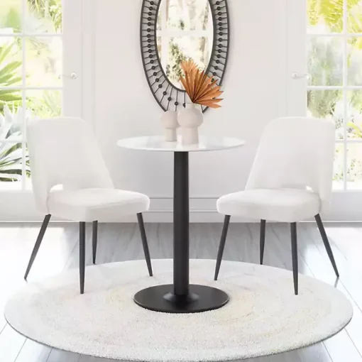 Ivory Teddy Upholstered Dining Chairs, Set of 2
