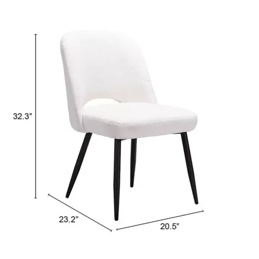 Ivory Teddy Upholstered Dining Chairs, Set of 2