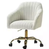 Ivory Velvet Swivel Jacyln Office Chair