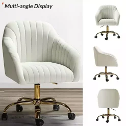 Ivory Velvet Swivel Jacyln Office Chair