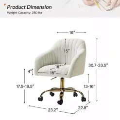 Ivory Velvet Swivel Jacyln Office Chair