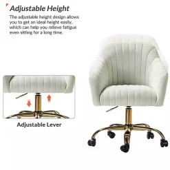 Ivory Velvet Swivel Jacyln Office Chair