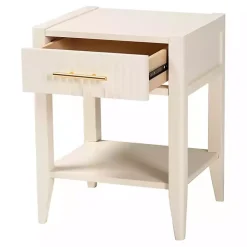 James Mid-Century Ivory 1-Drawer Nightstand
