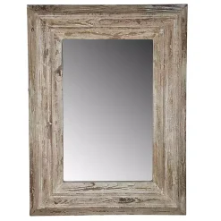 Light Whitewashed Wood Rectangular Wall Mirror