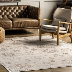Lottie Cream Vintage Washable Area Rug, 8x10