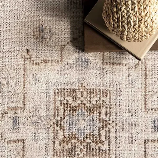 Lottie Cream Vintage Washable Area Rug, 8x10