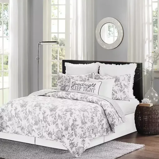 Miriam Floral & Stripe 3-pc. Full/Queen Quilt Set