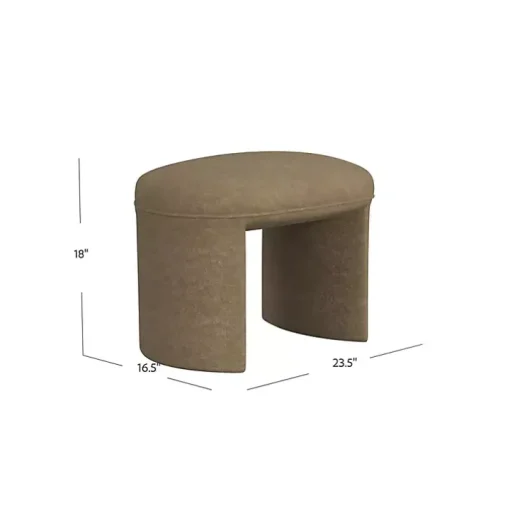 Mocha Brown Oval Upholstered Ottoman