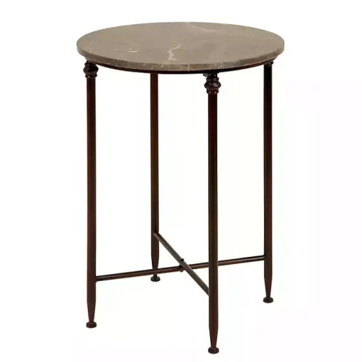 Modern Metal and Marble Accent Table