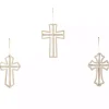 Natural Beaded Wood Cross Wall Plaques, Set of 3