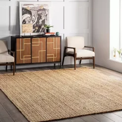 Natural Hand Woven Rigo Jute Area Rug, 9x12