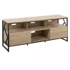 Natural Wood and Black Steel Media Stand