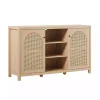 Natural Wood and Rattan 2-Door Sideboard