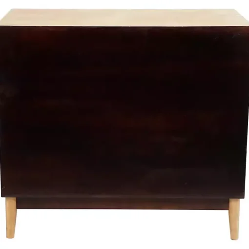 Natural Wood and Rattan 3-Drawer Chest
