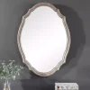 Natural Wood Distressed Curved Frame Mirror