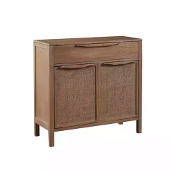 Natural Wood 2-Door Cane Webbing Chest