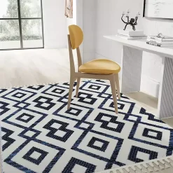 Navy & White Diamond Trellis Area Rug, 8x10
