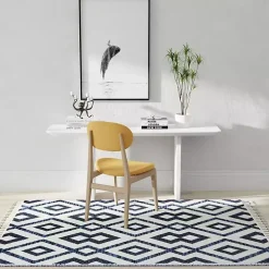 Navy & White Diamond Trellis Area Rug, 8x10