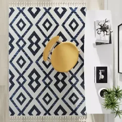 Navy & White Diamond Trellis Area Rug, 8x10