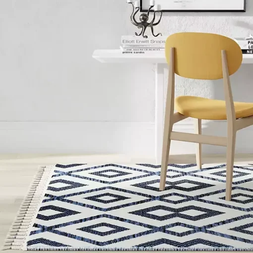 Navy & White Diamond Trellis Area Rug, 8x10