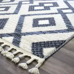 Navy & White Diamond Trellis Area Rug, 8x10