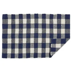 Navy and White Buffalo Check Accent Rug