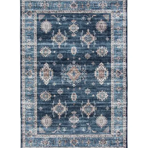 Navy Blue Decorative Washable Area Rug
