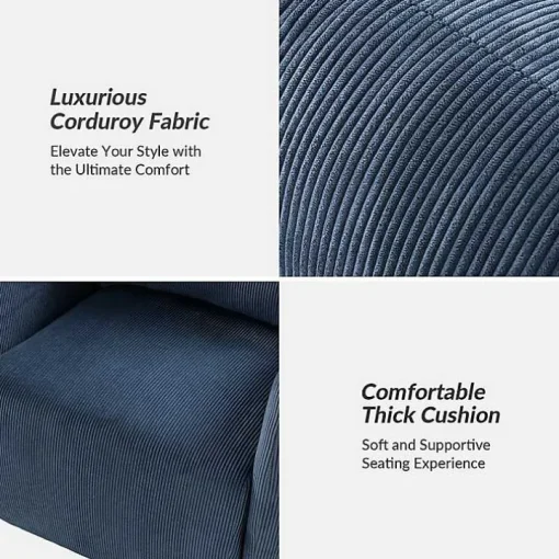 Navy Corduroy Swivel Accent Chair