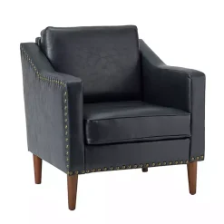 Navy Faux Leather Bonita Accent Chair
