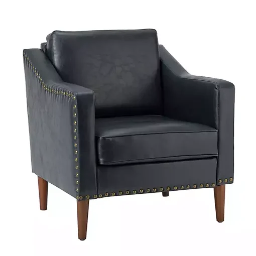 Navy Faux Leather Bonita Accent Chair