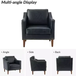 Navy Faux Leather Bonita Accent Chair
