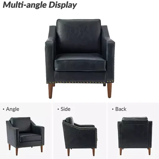 Navy Faux Leather Bonita Accent Chair