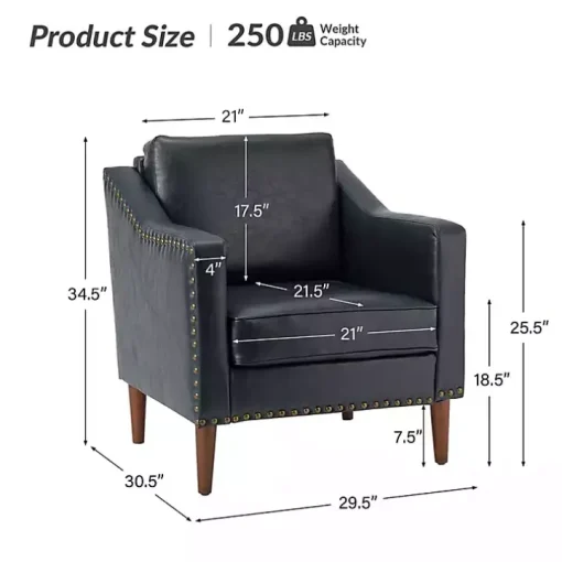 Navy Faux Leather Bonita Accent Chair