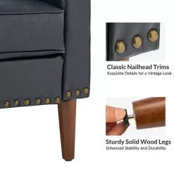 Navy Faux Leather Bonita Accent Chair